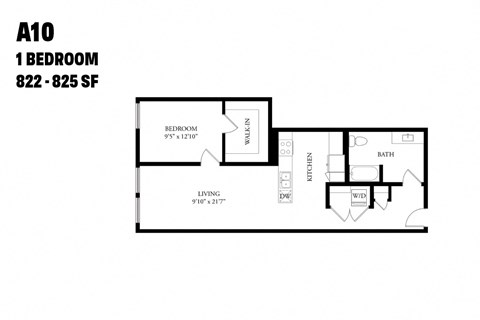 One Bedroom A10 822 - 825 SF - The Ballard Independent